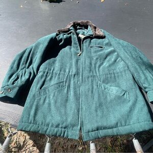 London Fog Dark Green Jacket with Fur Collar
